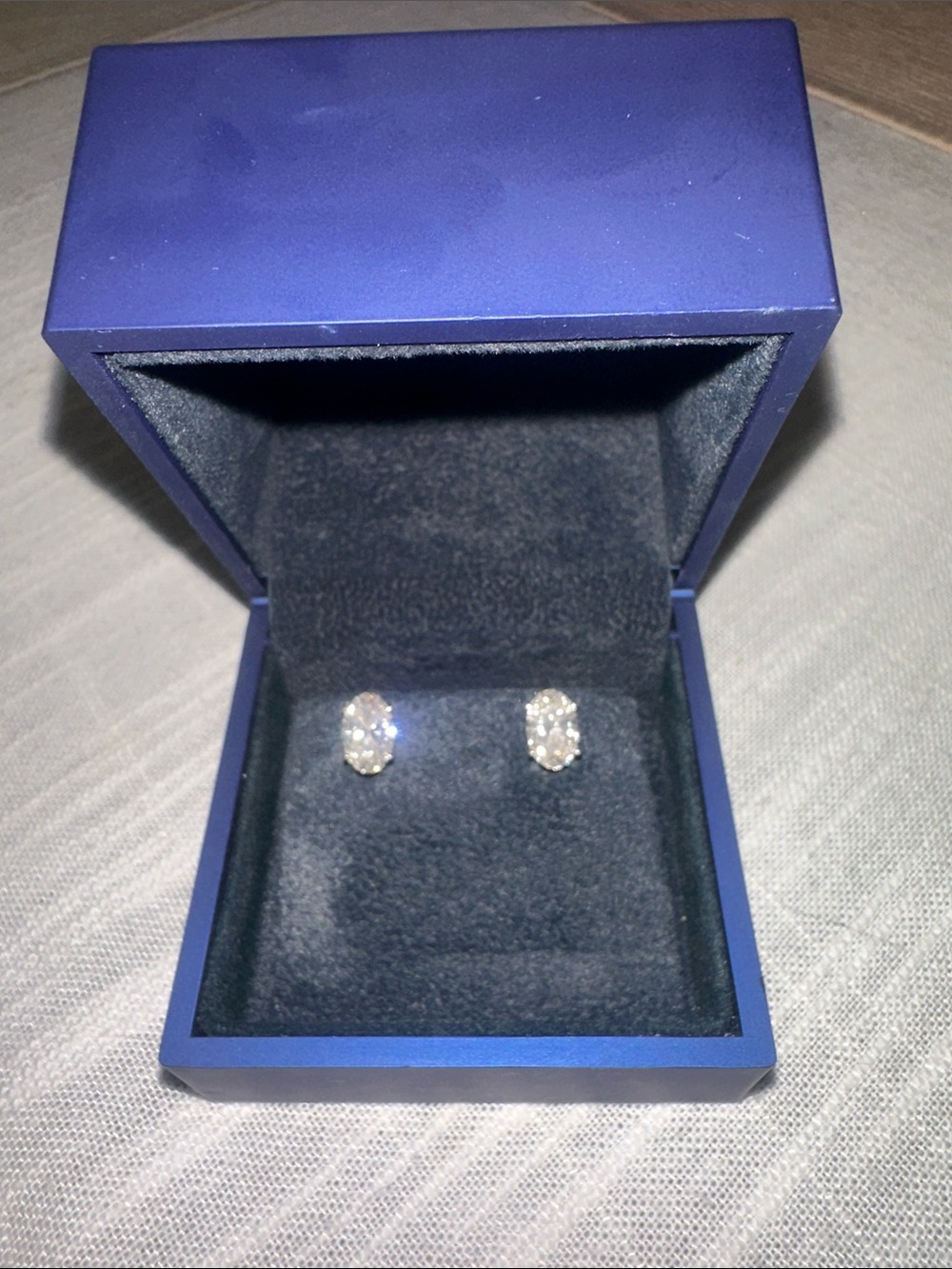 Pompeii3 White Gold 2 carrot Oval Lab-Grown Diamond Stud Earrings